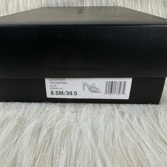 BCBGMAXAZRIA Allie Sandals Leather Fuschia Pink Square Toe Stiletto Heels 8.5M - Picture 8 of 8